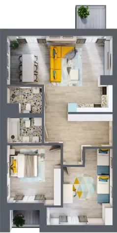 3 pokoje, mieszkanie 81,34 m², piętro 2, oferta nr C.103, Apartamenty Dębowa, Łódź, Górna, Górniak, ul. Dębowa 1