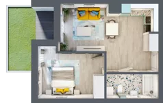 2 pokoje, mieszkanie 43,00 m², parter, oferta nr C.82, Apartamenty Dębowa, Łódź, Górna, Górniak, ul. Dębowa 1