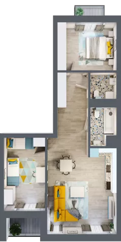 3 pokoje, mieszkanie 72,73 m², piętro 1, oferta nr C.89, Apartamenty Dębowa, Łódź, Górna, Górniak, ul. Dębowa 1