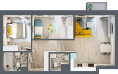 3 pokoje, mieszkanie 57,51 m², piętro 4, oferta nr C.119, Apartamenty Dębowa, Łódź, Górna, Górniak, ul. Dębowa 1