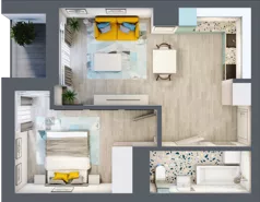 2 pokoje, mieszkanie 41,96 m², piętro 4, oferta nr B.70, Apartamenty Dębowa, Łódź, Górna, Górniak, ul. Dębowa 1