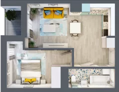 2 pokoje, mieszkanie 42,07 m², piętro 1, oferta nr B.40, Apartamenty Dębowa, Łódź, Górna, Górniak, ul. Dębowa 1