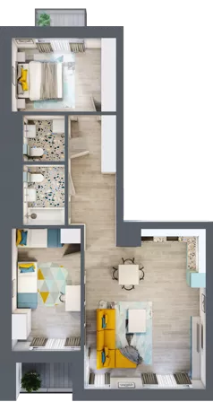 3 pokoje, mieszkanie 75,15 m², piętro 2, oferta nr B.58, Apartamenty Dębowa, Łódź, Górna, Górniak, ul. Dębowa 1