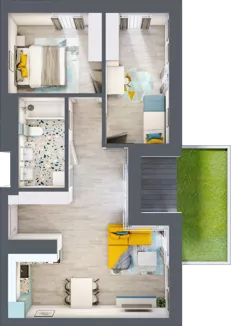 3 pokoje, mieszkanie 58,70 m², parter, oferta nr C.84, Apartamenty Dębowa, Łódź, Górna, Górniak, ul. Dębowa 1