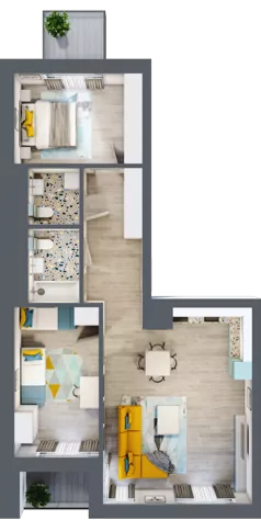 3 pokoje, mieszkanie 74,71 m², piętro 1, oferta nr B.48, Apartamenty Dębowa, Łódź, Górna, Górniak, ul. Dębowa 1
