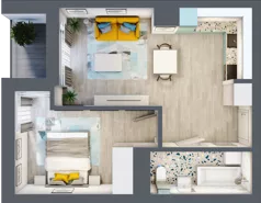 2 pokoje, mieszkanie 42,06 m², piętro 3, oferta nr B.60, Apartamenty Dębowa, Łódź, Górna, Górniak, ul. Dębowa 1