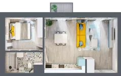 2 pokoje, mieszkanie 45,75 m², piętro 1, oferta nr B.41, Apartamenty Dębowa, Łódź, Górna, Górniak, ul. Dębowa 1