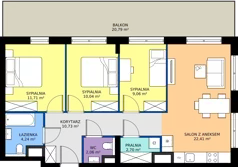 4 pokoje, mieszkanie 72,95 m², piętro 4, oferta nr M72, Westo Wola, Warszawa, Wola, Odolany, ul. Jana Kazimierza 72