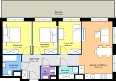 4 pokoje, mieszkanie 72,95 m², piętro 5, oferta nr M81, Westo Wola, Warszawa, Wola, Odolany, ul. Jana Kazimierza 72