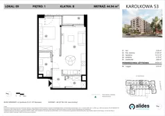 2 pokoje, mieszkanie 44,94 m², piętro 1, oferta nr B.01.L.09, ReVola, Warszawa, Wola, Młynów, ul. Karolkowa 53