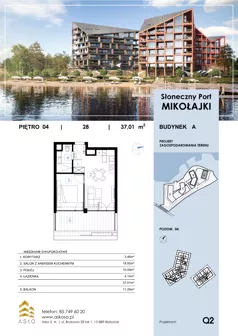 2 pokoje, mieszkanie 37,01 m², piętro 4, oferta nr 28.M, Słoneczny Port Mikołajki, Mikołajki, ul. Mrągowska 20 a