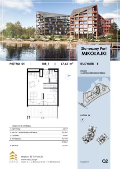 2 pokoje, apartament 67,62 m², piętro 4, oferta nr 108.M, Słoneczny Port Mikołajki, Mikołajki, ul. Mrągowska 20 a