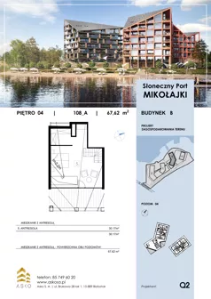 2 pokoje, apartament 67,62 m², piętro 4, oferta nr 108.M, Słoneczny Port Mikołajki, Mikołajki, ul. Mrągowska 20 a