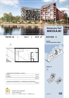 2 pokoje, apartament 45,59 m², piętro 5, oferta nr 122.M, Słoneczny Port Mikołajki, Mikołajki, ul. Mrągowska 20 a