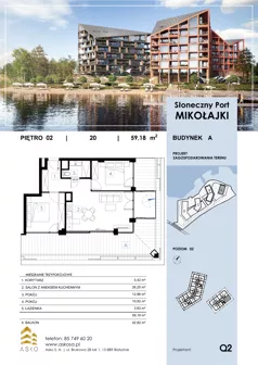 3 pokoje, mieszkanie 59,18 m², piętro 2, oferta nr 20.M, Słoneczny Port Mikołajki, Mikołajki, ul. Mrągowska 20 a