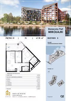 3 pokoje, mieszkanie 67,49 m², piętro 1, oferta nr 70.M, Słoneczny Port Mikołajki, Mikołajki, ul. Mrągowska 20 a