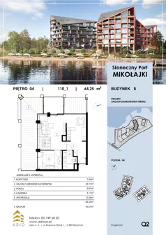 3 pokoje, apartament 64,25 m², piętro 4, oferta nr 110.M, Słoneczny Port Mikołajki, Mikołajki, ul. Mrągowska 20 a