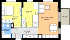 3 pokoje, mieszkanie 56,82 m², piętro 1, oferta nr 2, Moja Oszmiańska, Warszawa, Targówek, Targówek Mieszkaniowy, ul. Oszmiańska
