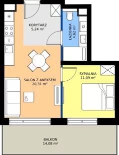 2 pokoje, apartament inwestycyjny 41,26 m², piętro 1, oferta nr M5, Zielona Marina, Mielno, ul. Kościelna 56