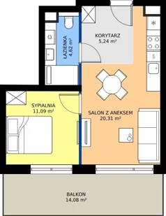 2 pokoje, apartament inwestycyjny 41,26 m², piętro 1, oferta nr M6, Zielona Marina, Mielno, ul. Kościelna 56