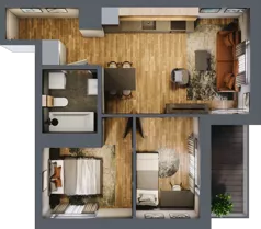 3 pokoje, mieszkanie 45,36 m², piętro 1, oferta nr 7, Koncept H8, Warszawa, Targówek, Targówek Mieszkaniowy, ul. Hodowlana 8