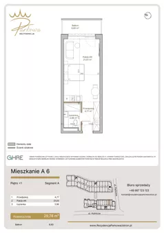 1 pokój, apartament 29,78 m², piętro 1, oferta nr A6,  Rezydencja Parkowa Ustroń, Ustroń, ul. Hutnicza 7