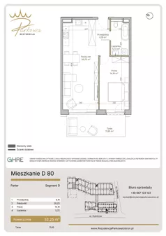 2 pokoje, mieszkanie 52,25 m², parter, oferta nr D80,  Parkowa Rezydencja Ustroń, Ustroń, ul. Hutnicza 7