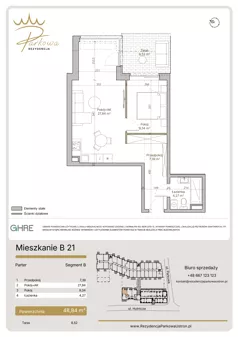 2 pokoje, mieszkanie 48,84 m², parter, oferta nr B21,  Rezydencja Parkowa Ustroń, Ustroń, ul. Hutnicza 7