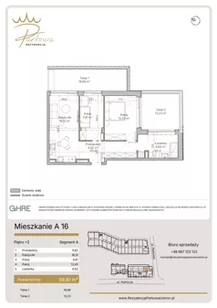 3 pokoje, mieszkanie 59,81 m², piętro 2, oferta nr 1.A16, Parkowa Rezydencja Ustroń, Ustroń, ul. Hutnicza 7
