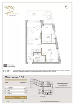 3 pokoje, mieszkanie 49,68 m², parter, oferta nr C33, Parkowa Rezydencja Ustroń, Ustroń, ul. Hutnicza 7