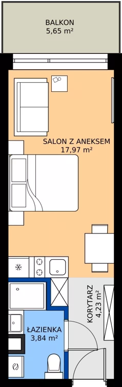 1 pokój, apartament 26,04 m², piętro 1, oferta nr A4,  Rezydencja Parkowa Ustroń, Ustroń, ul. Hutnicza 7
