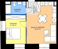 2 pokoje, apartament 39,52 m², piętro 1, oferta nr A12,  Rezydencja Parkowa Ustroń, Ustroń, ul. Hutnicza 7
