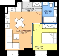 2 pokoje, apartament 33,47 m², piętro 1, oferta nr A10,  Rezydencja Parkowa Ustroń, Ustroń, ul. Hutnicza 7