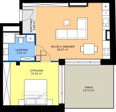 2 pokoje, apartament 49,79 m², piętro 2, oferta nr A17,  Rezydencja Parkowa Ustroń, Ustroń, ul. Hutnicza 7