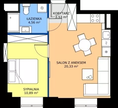 2 pokoje, apartament 38,31 m², piętro 1, oferta nr A11,  Rezydencja Parkowa Ustroń, Ustroń, ul. Hutnicza 7