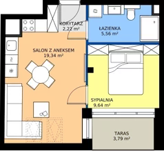 2 pokoje, apartament 34,60 m², piętro 2, oferta nr A18,  Rezydencja Parkowa Ustroń, Ustroń, ul. Hutnicza 7
