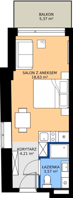 1 pokój, apartament 26,41 m², piętro 1, oferta nr A0,  Rezydencja Parkowa Ustroń, Ustroń, ul. Hutnicza 7