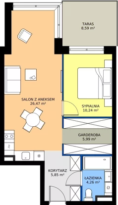 2 pokoje, mieszkanie 52,81 m², parter, oferta nr 1.B20,  Rezydencja Parkowa Ustroń, Ustroń, ul. Hutnicza 7