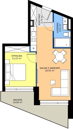 2 pokoje, mieszkanie 40,01 m², piętro 1, oferta nr C61,  Rezydencja Parkowa Ustroń, Ustroń, ul. Hutnicza 7