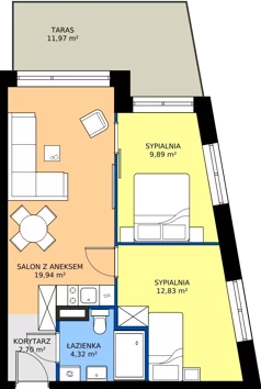 3 pokoje, apartament 49,68 m², parter, oferta nr C33,  Rezydencja Parkowa Ustroń, Ustroń, ul. Hutnicza 7