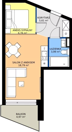 2 pokoje, apartament 35,15 m², piętro 1, oferta nr C62,  Rezydencja Parkowa Ustroń, Ustroń, ul. Hutnicza 7