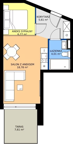 2 pokoje, mieszkanie 35,17 m², parter, oferta nr C42,  Rezydencja Parkowa Ustroń, Ustroń, ul. Hutnicza 7