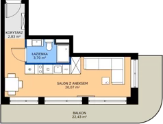 1 pokój, apartament 25,21 m², piętro 2, oferta nr C73,  Rezydencja Parkowa Ustroń, Ustroń, ul. Hutnicza 7