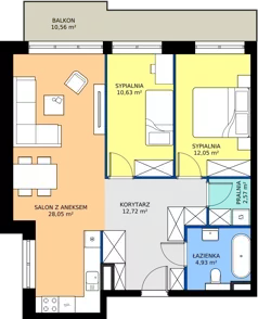 3 pokoje, mieszkanie 70,95 m², piętro 2, oferta nr D100,  Rezydencja Parkowa Ustroń, Ustroń, ul. Hutnicza 7
