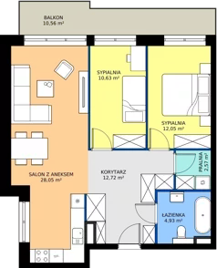 3 pokoje, apartament 70,95 m², piętro 1, oferta nr D91,  Rezydencja Parkowa Ustroń, Ustroń, ul. Hutnicza 7