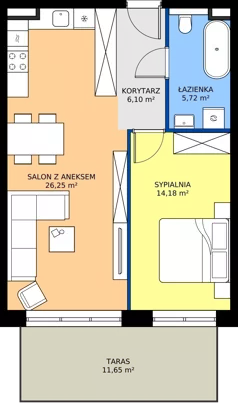 2 pokoje, mieszkanie 52,25 m², parter, oferta nr D80,  Rezydencja Parkowa Ustroń, Ustroń, ul. Hutnicza 7