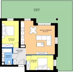 3 pokoje, mieszkanie 62,90 m², parter, oferta nr 0.07, Dąbie Park etap II, Szczecin, Prawobrzeże, Dąbie, ul. Komfortowa 10
