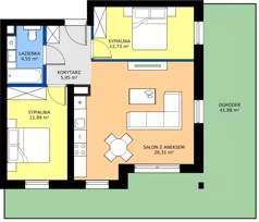 3 pokoje, mieszkanie 63,53 m², parter, oferta nr 0.08, Dąbie Park etap II, Szczecin, Prawobrzeże, Dąbie, ul. Komfortowa 10