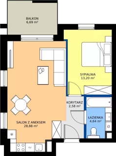 2 pokoje, mieszkanie 49,30 m², piętro 1, oferta nr 1.03, Dąbie Park etap II, Szczecin, Prawobrzeże, Dąbie, ul. Komfortowa 10