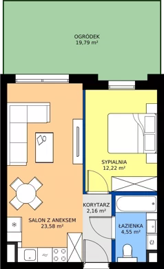 2 pokoje, mieszkanie 42,51 m², parter, oferta nr 0.04, Dąbie Park etap II, Szczecin, Prawobrzeże, Dąbie, ul. Komfortowa 10